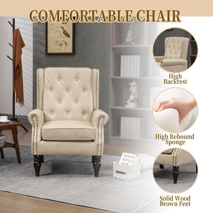 Modern Accent Chair Lounge Chair With Sturdy Wood Legs - Camel