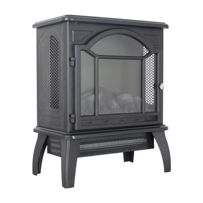 18" 3D Flame Electric Infrared Quartz Fireplace Stove With Remote Control - Antique Black