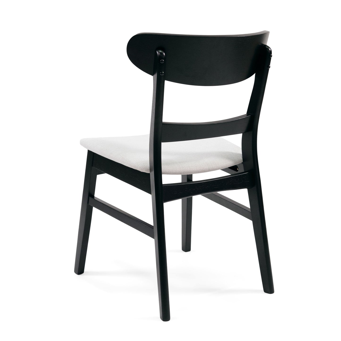Dining Chair (Set of 2), Mid Century Dining Chairs With Cushioned Seats And Wood Frame - Light Beige / Black