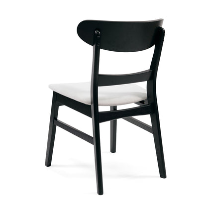 Dining Chair (Set of 2), Mid Century Dining Chairs With Cushioned Seats And Wood Frame - Light Beige / Black