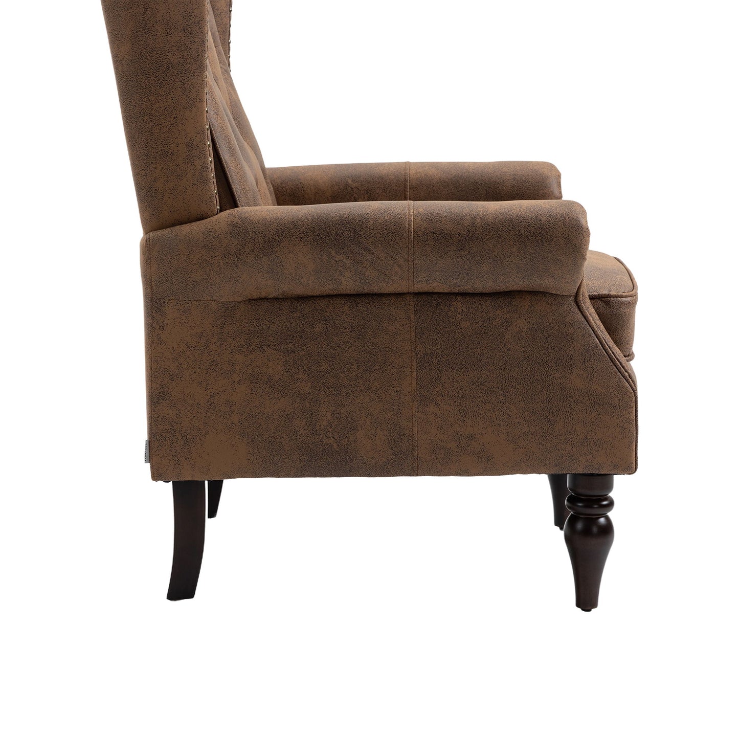 Modern Wood Frame Armchair With Sturdy Wood Legs And Microsuede Upholstery For Living Room