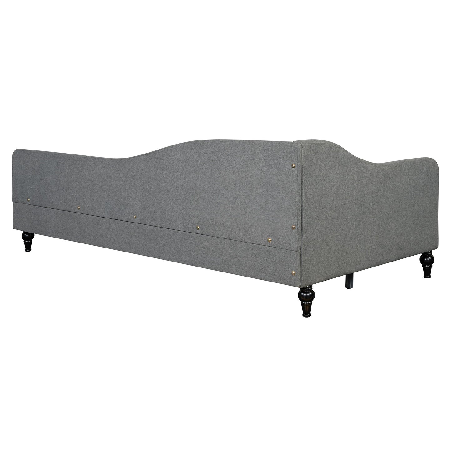 Twin Size L Shaped Linen Daybed With Legs - Gray