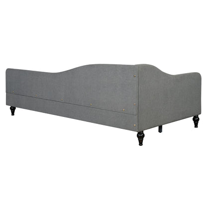 Twin Size L Shaped Linen Daybed With Legs - Gray