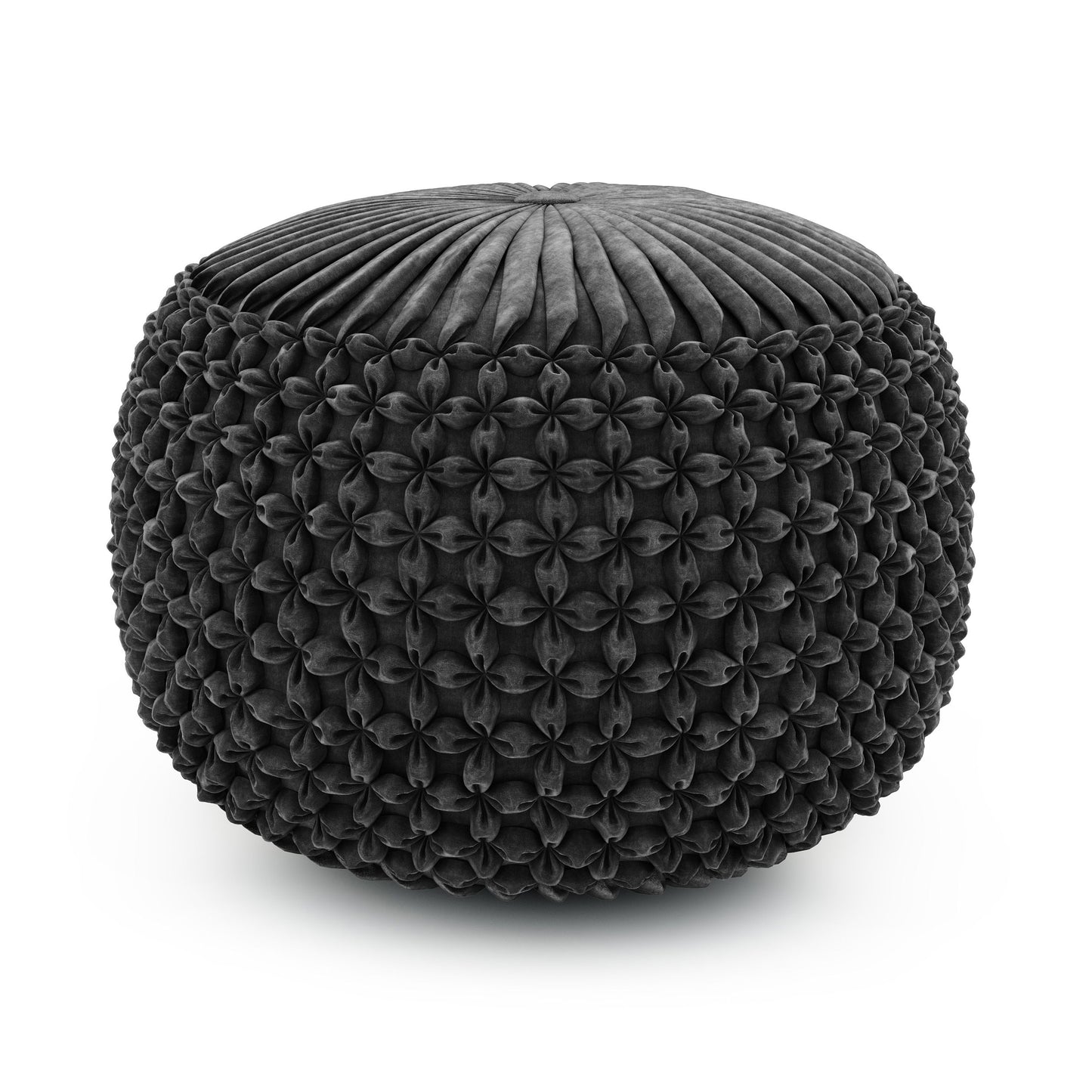 Renee - Round Pouf - Slate Gray