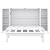Full Size Murphy Bed With Shelves, Drawers And USB Ports - White