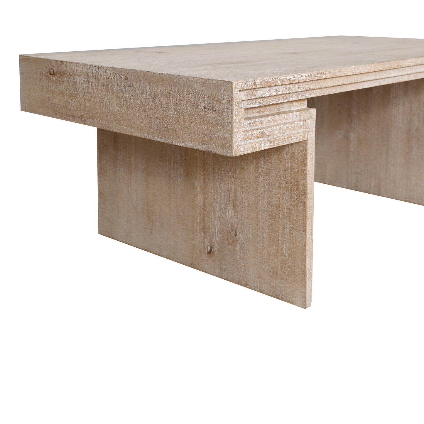 American Vintage Industrial Coffee Table, Premium Reclaimed Wood Texture, Double Tier Design - Antique Natural