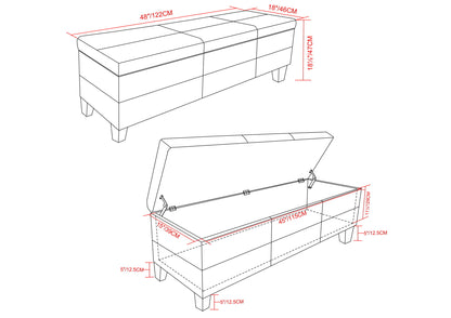 Afton - Storage Ottoman Bench - Midnight Black
