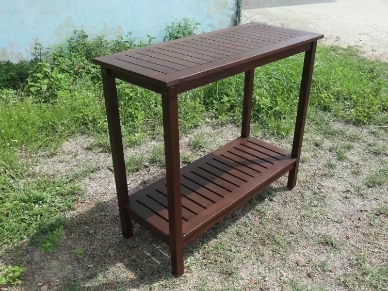 Workstation For Garden Balcony Garage, Acacia Console Potting Table - Brown