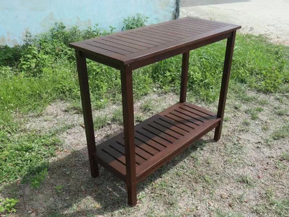 Workstation For Garden Balcony Garage, Acacia Console Potting Table - Brown
