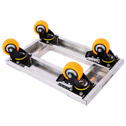 Movers Dolly Heavy Duty Furniture Dolly Trolley Cart, Aluminum Frame With 3" Tpu Professional Casters With Brake Option (Set of 2) - Silver
