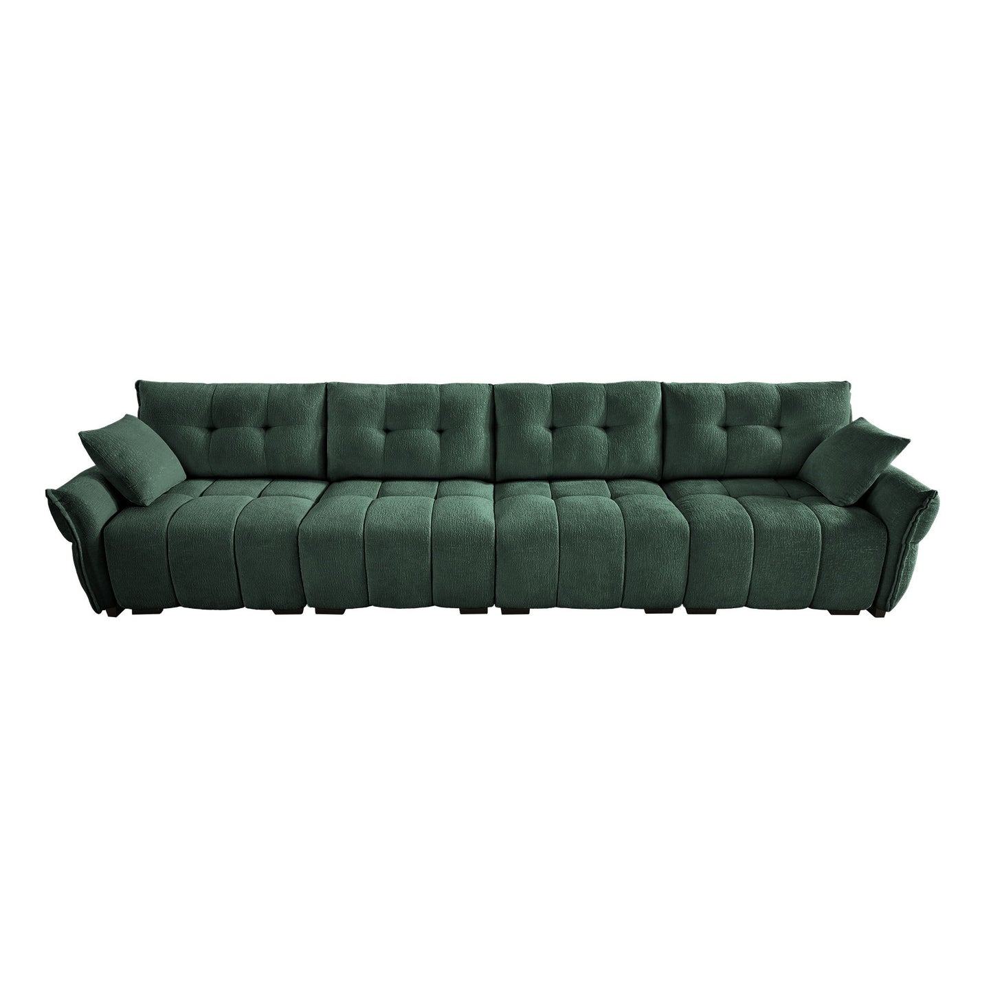 Modern 4 Seater Sofa With Solid Wood Frame, High Resilience Cushions - Premium Green