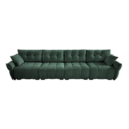Modern 4 Seater Sofa With Solid Wood Frame, High Resilience Cushions - Premium Green