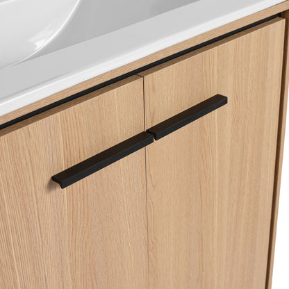 30" Bathroom Vanity Base With Basin And Storage Cabinet - Oak