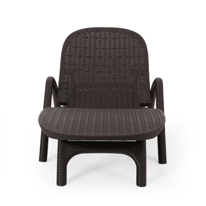 Polypropylene Resin Chaise Lounge With Hand Crafted Details - Dark Brown