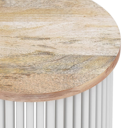 Demy - Metal And Wood Accent Table - Natural / White