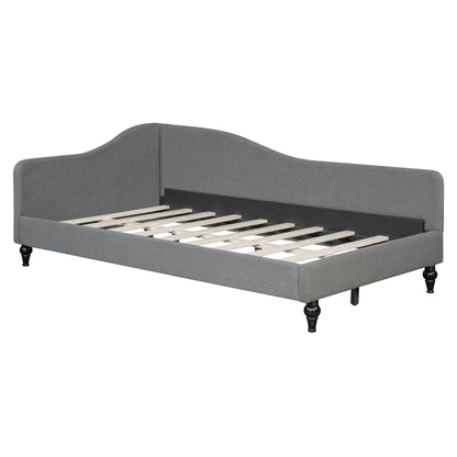 Twin Size L Shaped Linen Daybed With Legs - Gray