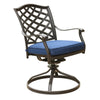 Outdoor Patio Aluminum Swivel Rocker Dining Chair With Cushion (Set of 2) - Navy Blue