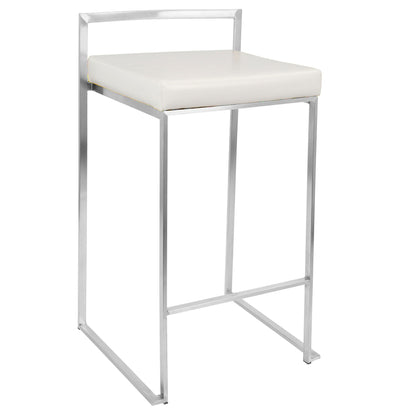 Fuji - Contemporary, Stackable Counter Stool (Set of 3) - White