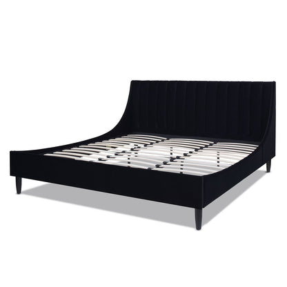 Aspen - King Vertical Tufted Headboard Platform Bed Set - Anthracite Black