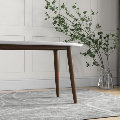 Ada - Mid-Century Modern Style Top Oval Dining Table - Brown / White