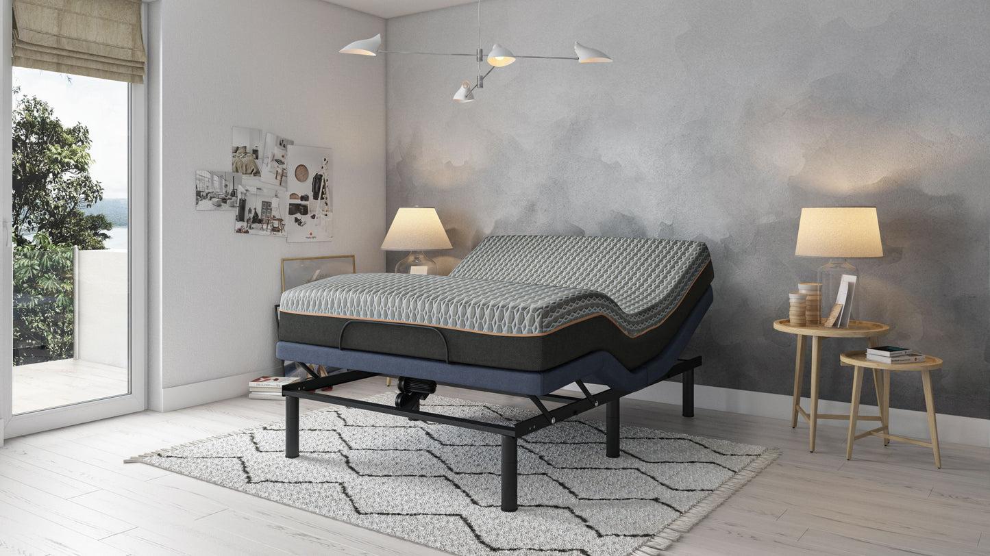 Copper Lux Hybrid - 14" Twin Long Mattress With Copper Infused Contouring Memory Comfort Layer and Supportive Coil System - Black / Gray