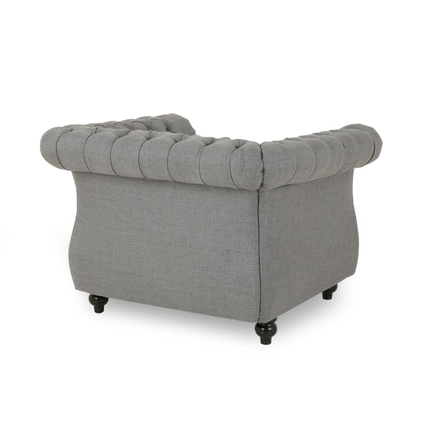 Nexuson - Upholstered Fabric Chesterfield Chair With Deep Tufted And Nailhead Trim - Dark Gray