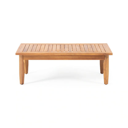 Alluvion - 4 Piece Wood Outdoor Patio Conversation Set With Cream Cushions - Teak / Beige