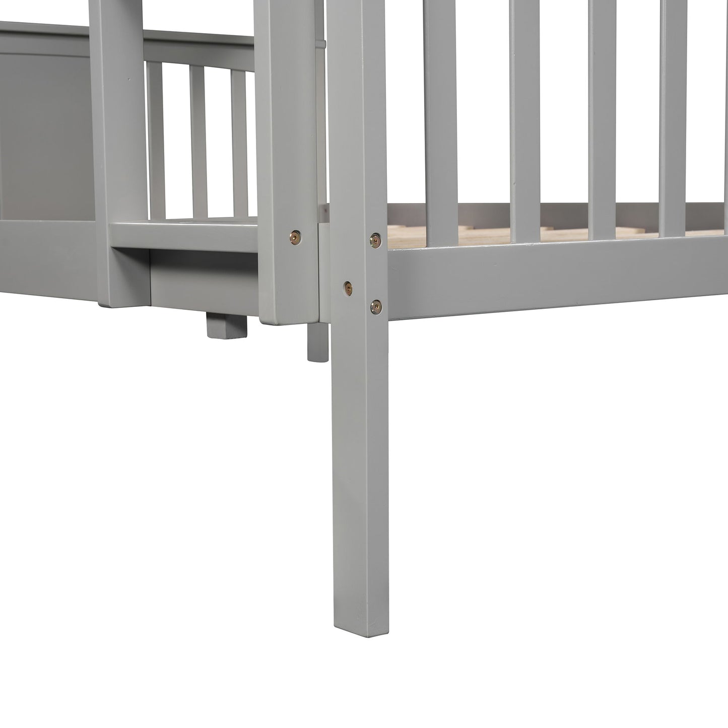 Full Over Full Bunk Bed With Ladder For Bedroom - Gray