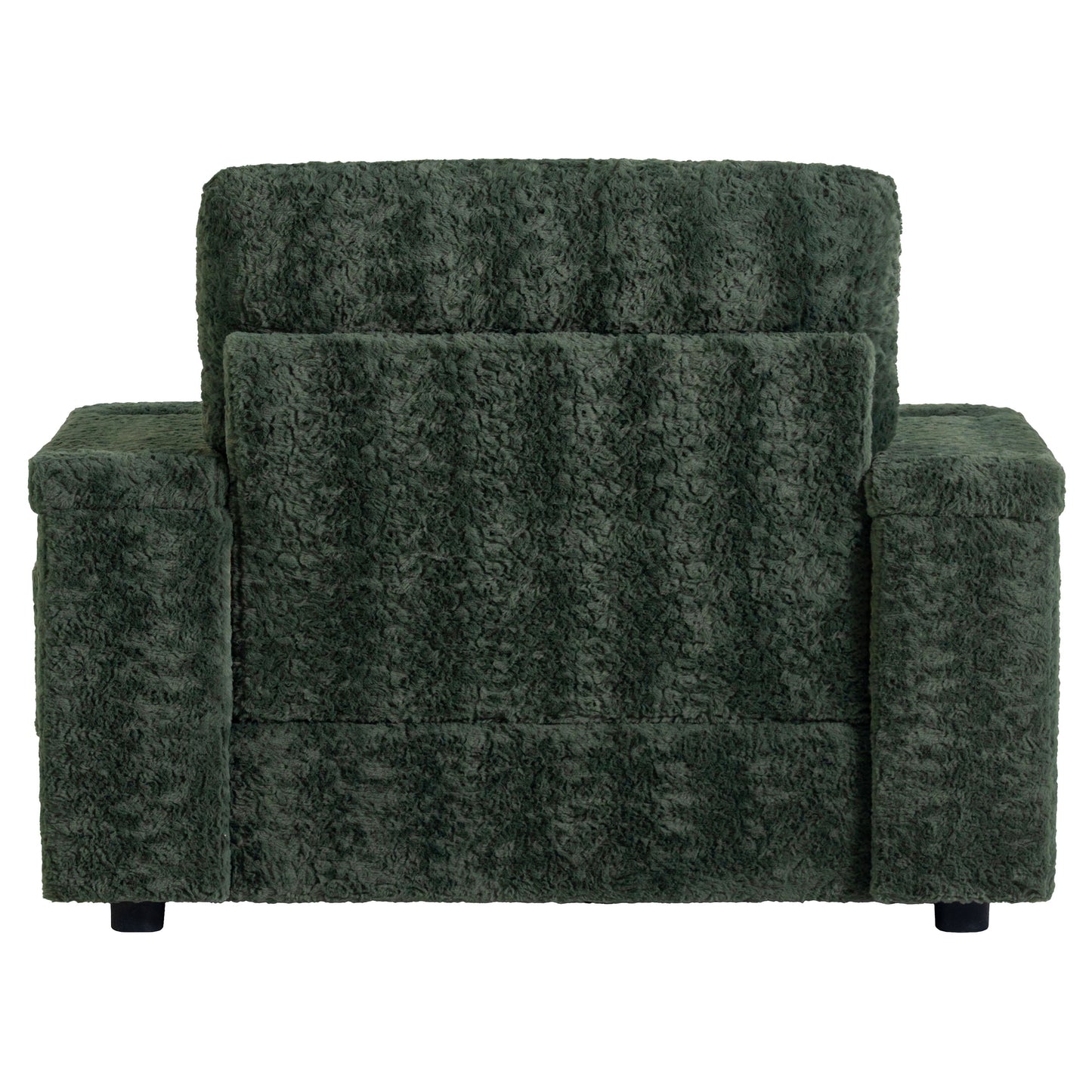 Oversized Chaise Lounge Indoor Rabbit Fur Sofa Bed With Storage Ottoman And Armrests Cup Holders With Deep Seat - Green