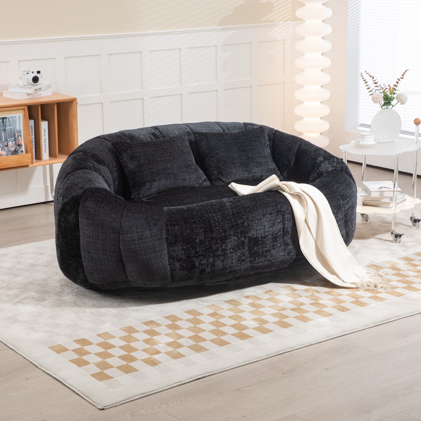 High Back Durable Comfort Bean Bag Sofa Couch For Adults And Kids - Black
