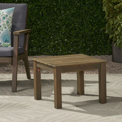 Halcyon - Outdoor Side Table With Slat Design And Acacia Wood Frame - Gray