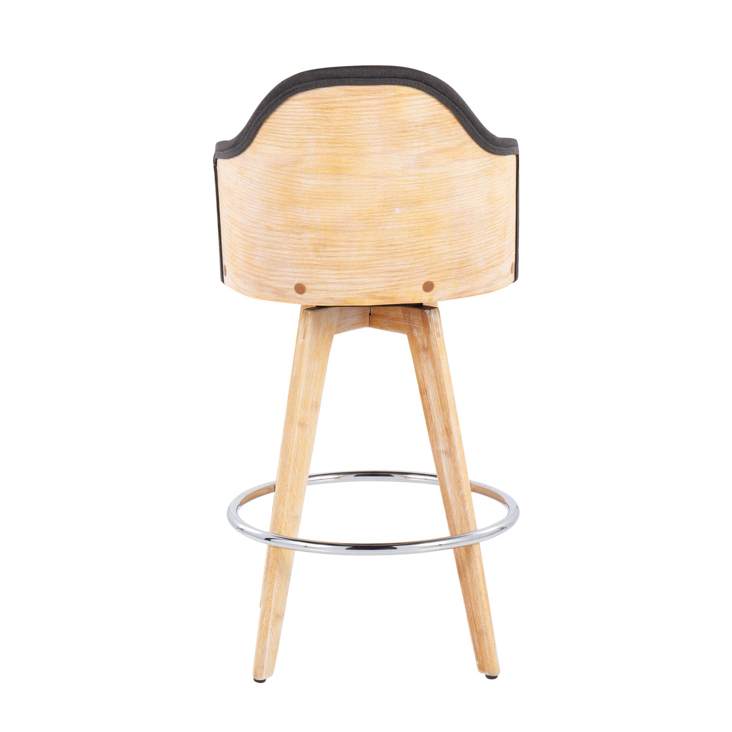 Ahoy - Contemporary Fixed Height Counter Stool With Legs / Round Footrest (Set of 2) - Charcoal / Natural