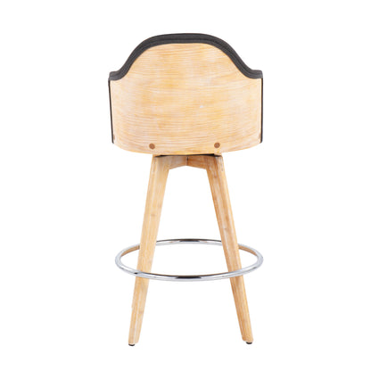 Ahoy - Contemporary Fixed Height Counter Stool With Legs / Round Footrest (Set of 2) - Charcoal / Natural