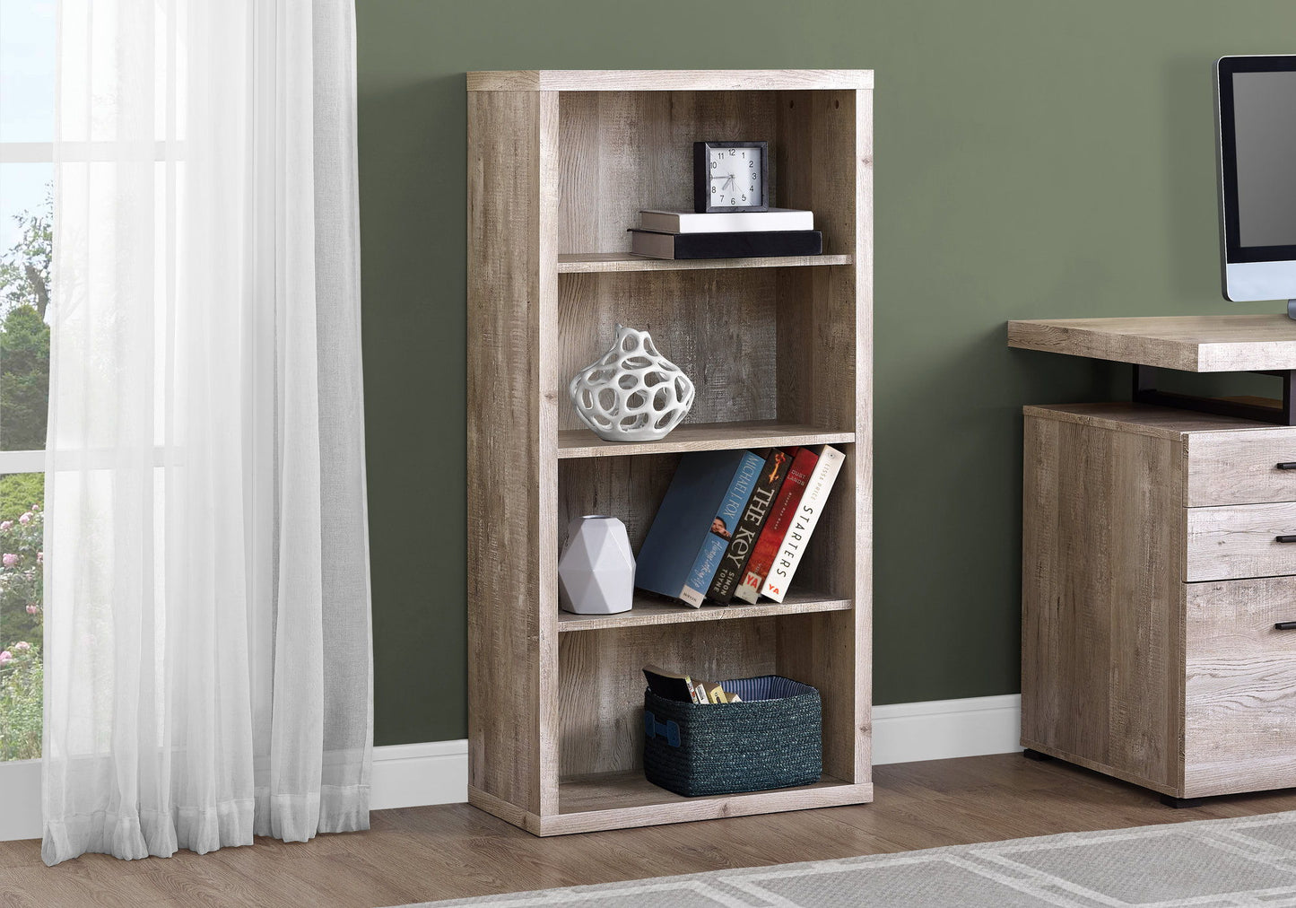 Bookshelf, Bookcase, Etagere, 5 Tier, For Office, Contemporary, Elegant Design - Taupe