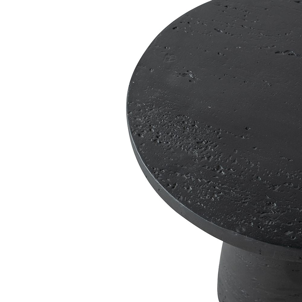 Round Side Table With Pedestal Base - Black