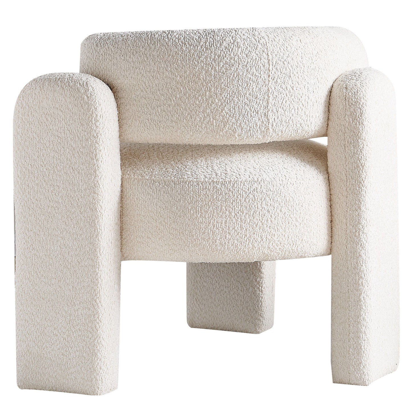 Boucle Upholstery Accent Chair - Beige