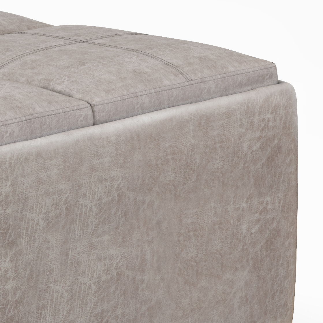 Avalon - Square Coffee Table Storage Ottoman - Distressed Gray Taupe