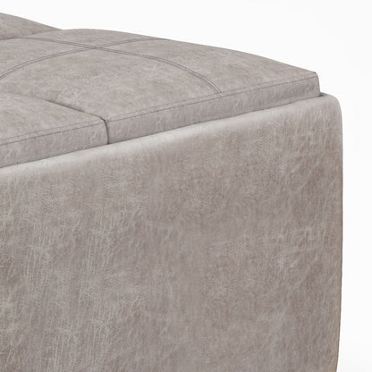 Avalon - Square Coffee Table Storage Ottoman - Distressed Gray Taupe