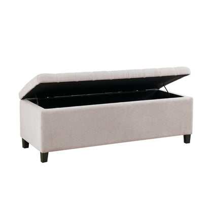 Elegant Design Tufted Top Soft Close Storage Bench Upholstered - Natural