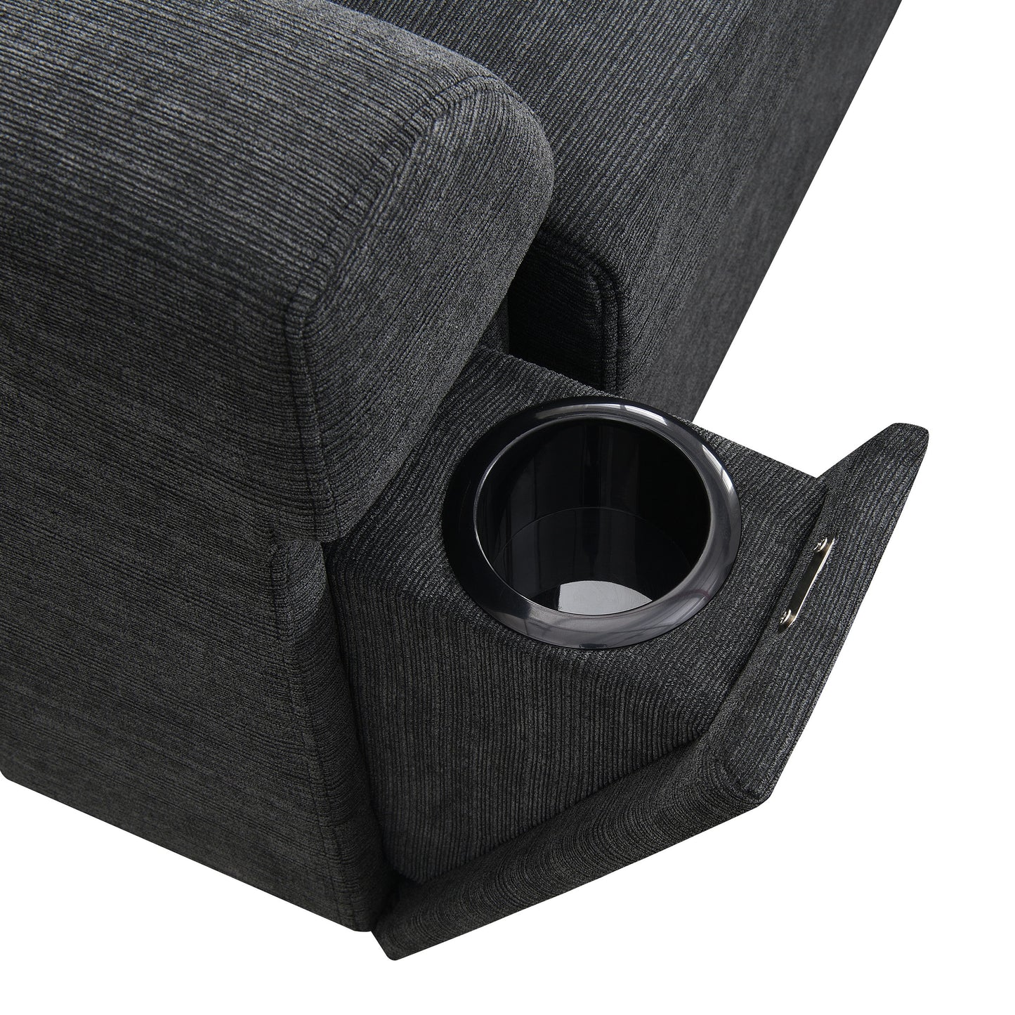 U Shaped Sectional Sofa 6 Seat Couch Set With Oversized Ottoman, Hidden Armrest Storage And Cup Holders USB Charging Ports Wide Seat Sofa - Black
