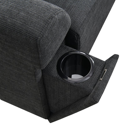 U Shaped Sectional Sofa 6 Seat Couch Set With Oversized Ottoman, Hidden Armrest Storage And Cup Holders USB Charging Ports Wide Seat Sofa - Black