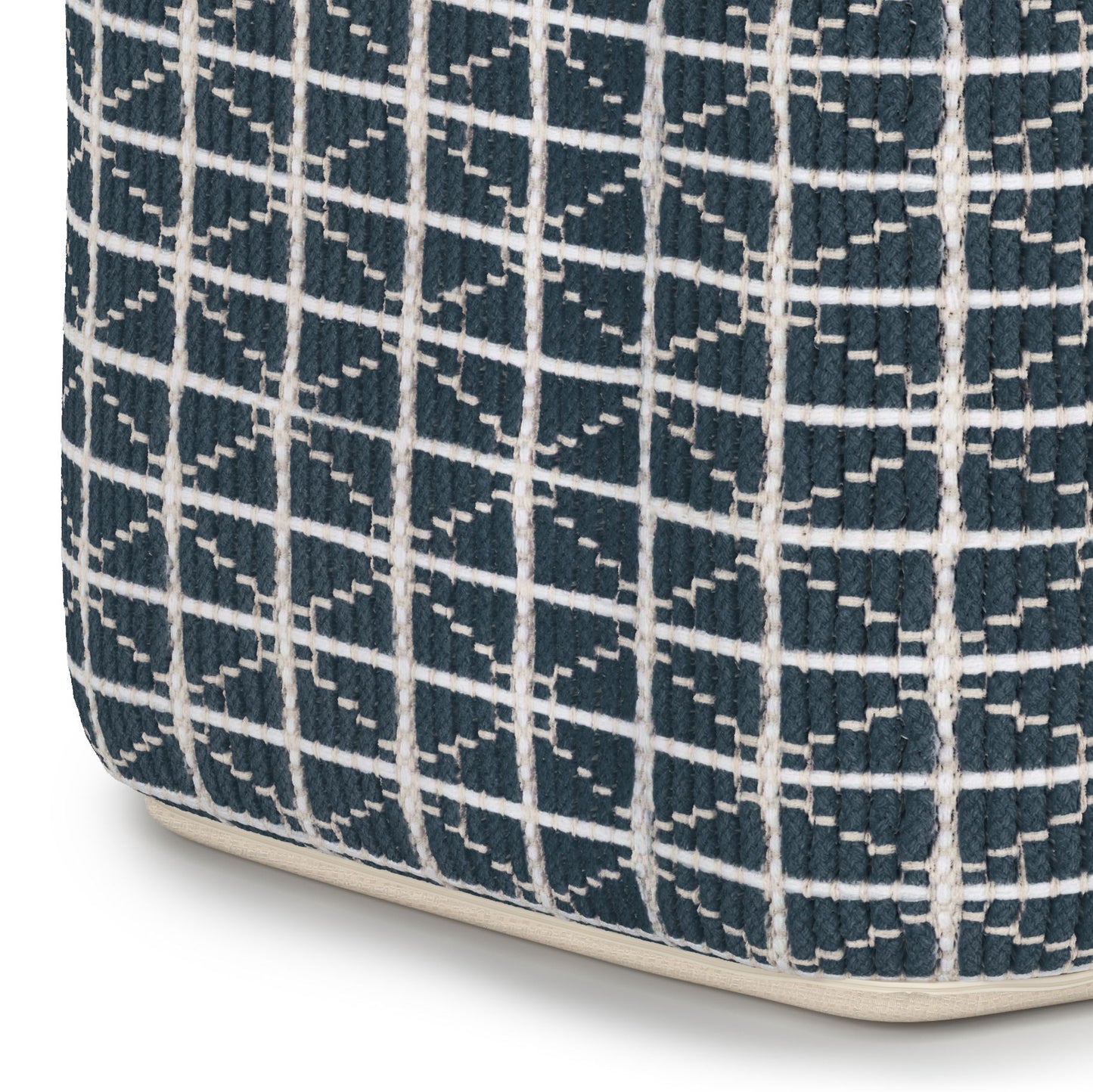 Noreen - Square Pouf - Dark Blue / White