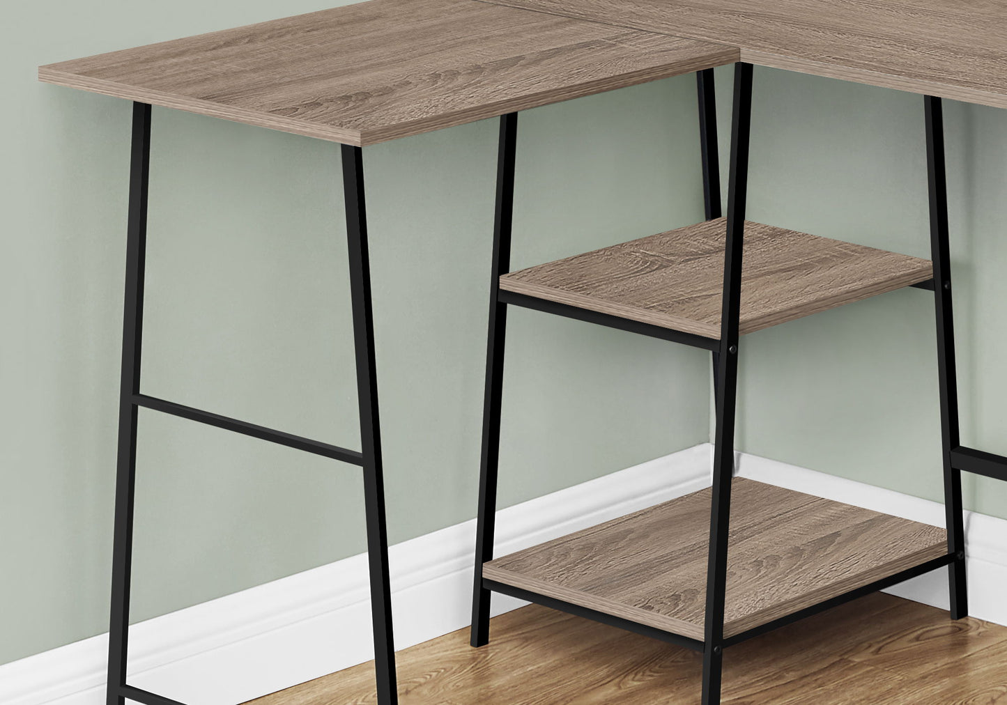Computer Desk, Home Office, Corner, Storage Shelves, L-Shape, Work, Laptop, Contemporary, Modern - Taupe