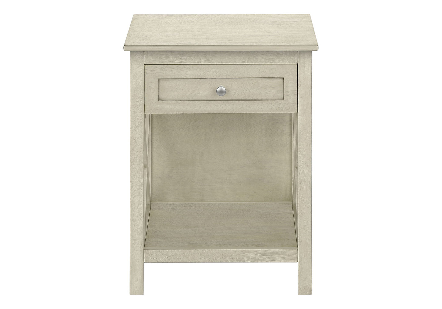 Accent End Table, 2 Tier, Storage Drawer, Transitional - White