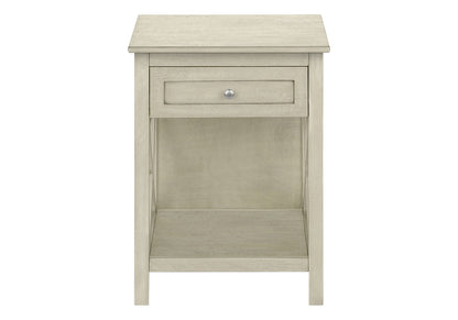 Accent End Table, 2 Tier, Storage Drawer, Transitional - White