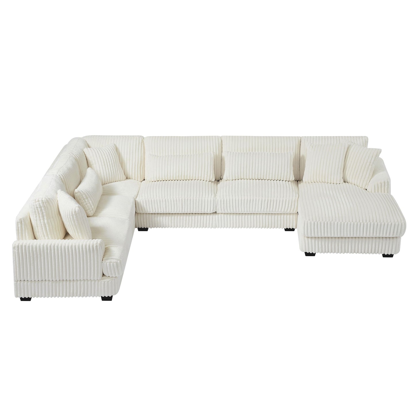 Oversized Sectional Sofa U - Shaped Sofa Couch Modern Sofa Upholstered In Soft Corduroy With A Chaise Lounge For Living Room - Beige