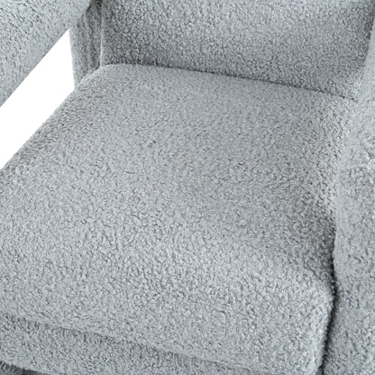 Push Back Recliner Armchair Upholstered Single Sofa With Adjustable Backrest For Living Room - Light Gray