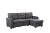 Ashlyn - Reversible Sleeper Sectional Sofa With Storage Chaise, USB Charging Ports nd Pocket - Dark Gray