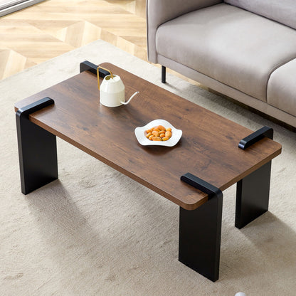 Walnut Colored Coffee Table, Suitable For Modern Minimalist Living Rooms - Walnut