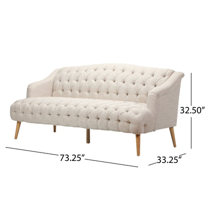 Comfy 3 Seat Sofa With Wooden Legs, For Living Room And Study - Beige